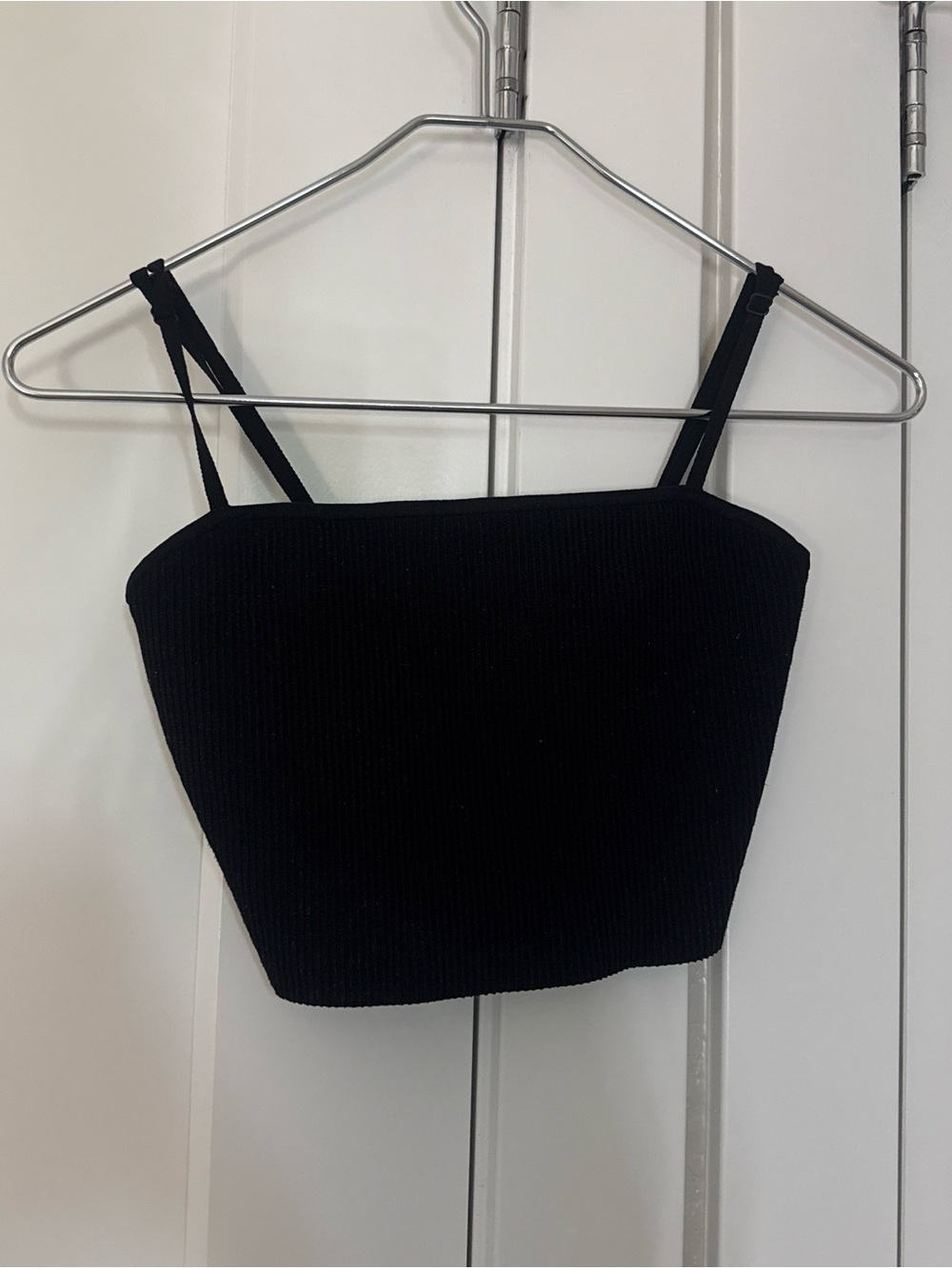 Babaton Black Ribbed Square-Neck Camisole